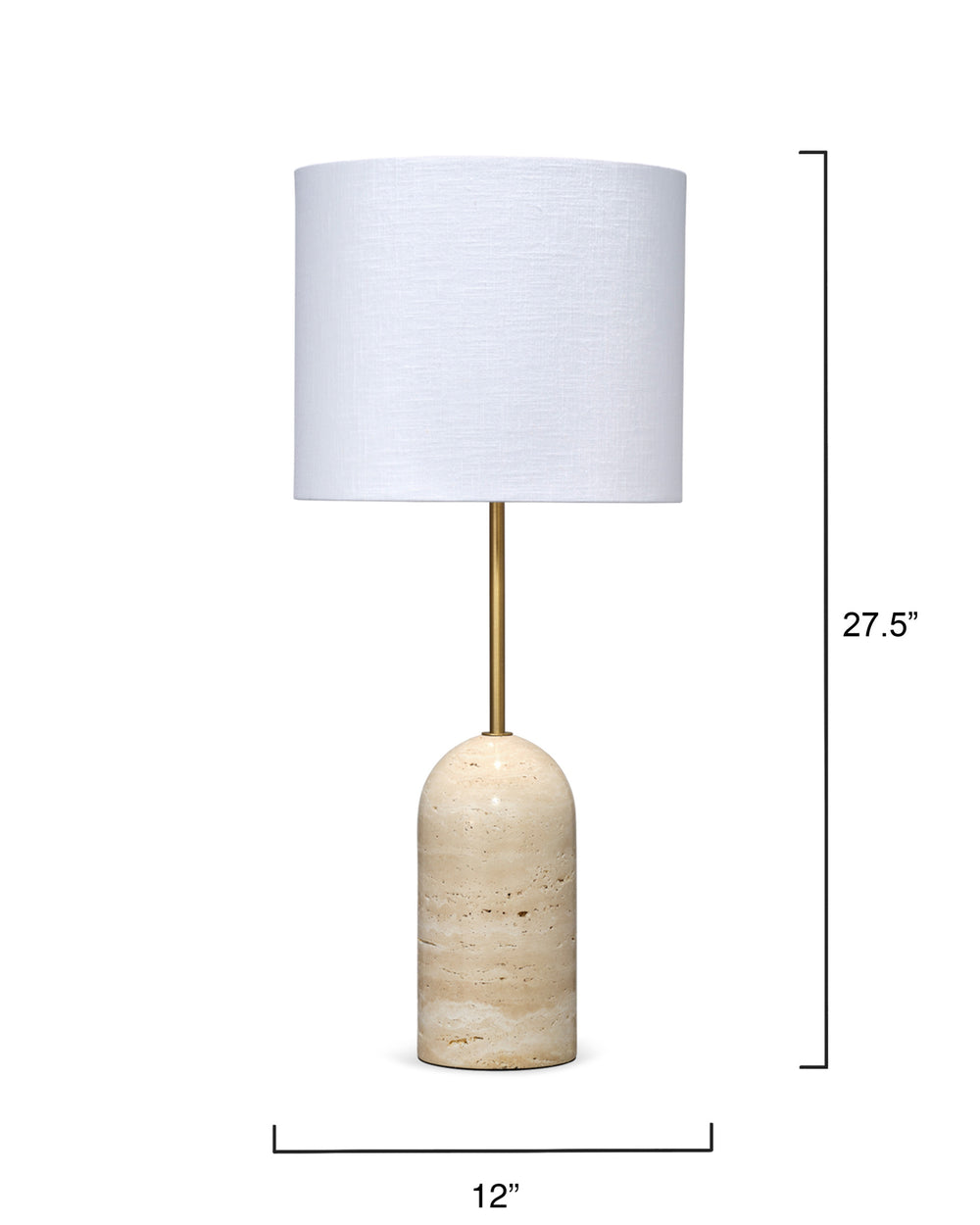 Holt Travertine Table Lamp with Linen Shade