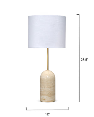 Holt Travertine Table Lamp with Linen Shade
