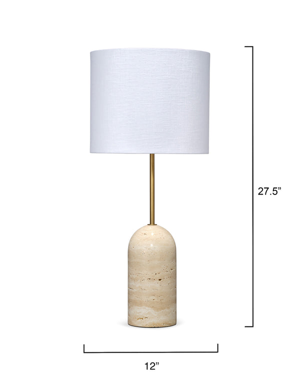 Holt Travertine Table Lamp with Linen Shade