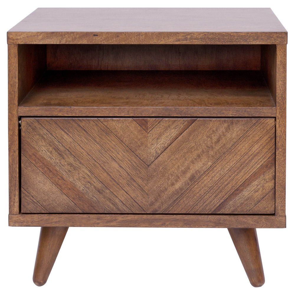 Piero Chevron Night Stand/ Side Table In Monterey Brown
