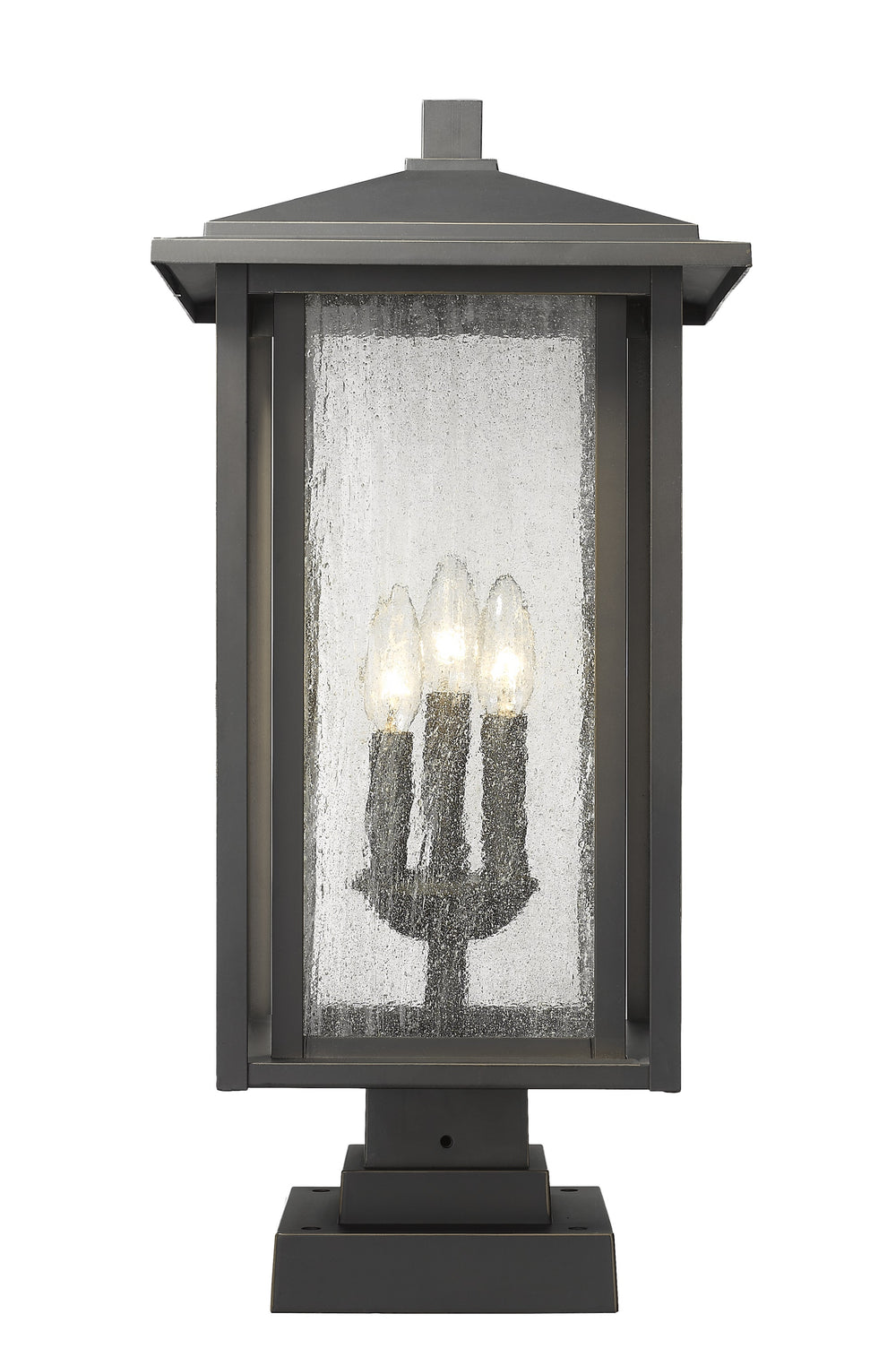 Aspen 3 Light Outdoor Pier Mounted Fixture in Oil Rubbed Bronze Finish