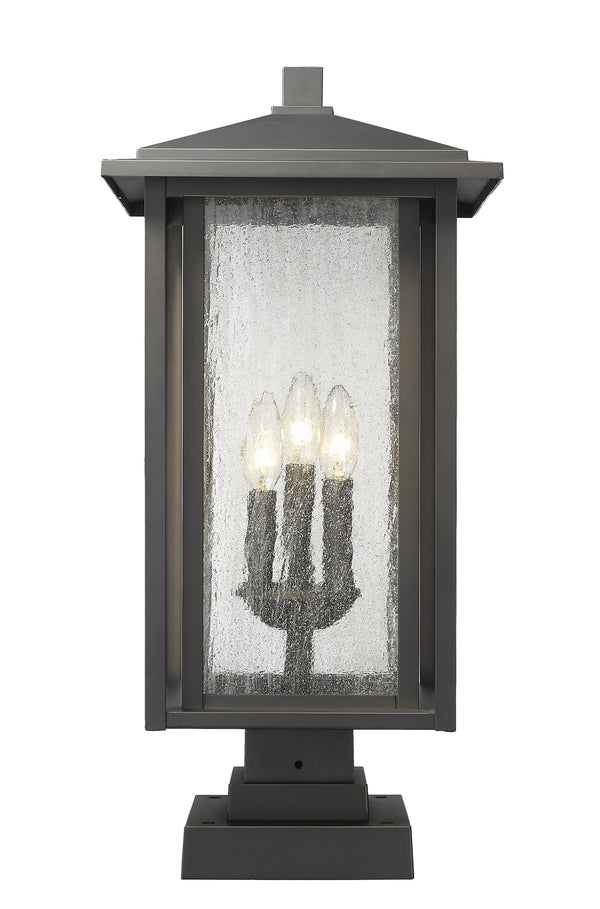 Aspen 3 Light Outdoor Pier Mounted Fixture in Oil Rubbed Bronze Finish