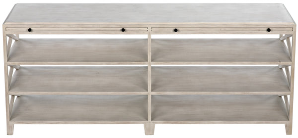 Sutton Mahogany and Veneer Console in White Wash with Brass Pulls