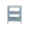 THREE TIER SQUARE SIDE TABLE IN TEXTURED LIGHT BLUE LINEN
