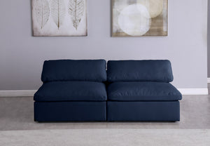 Carmen Cloud Modular Armless Sofa In Navy Linen Fabric