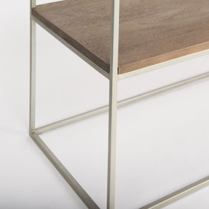 Morris I 63L x 15W x 31H Brown Wood w/ Silver Metal Frame 2 Drawer Console Table