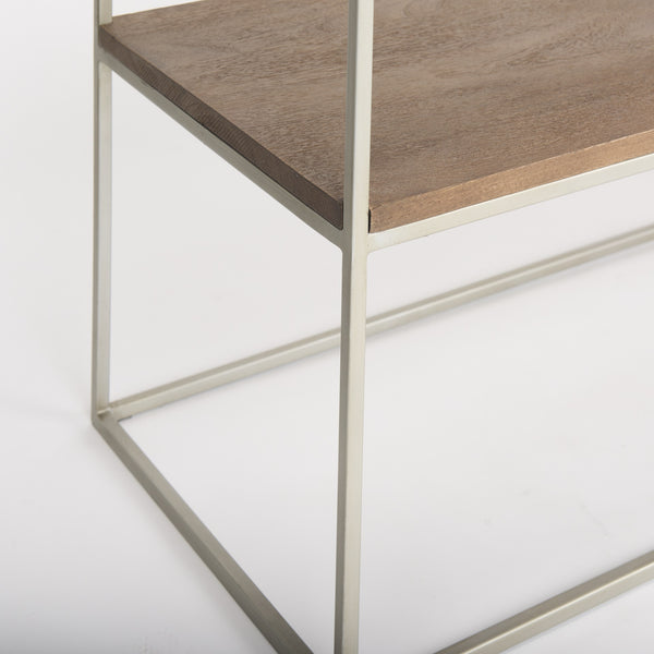 Morris I 63L x 15W x 31H Brown Wood w/ Silver Metal Frame 2 Drawer Console Table