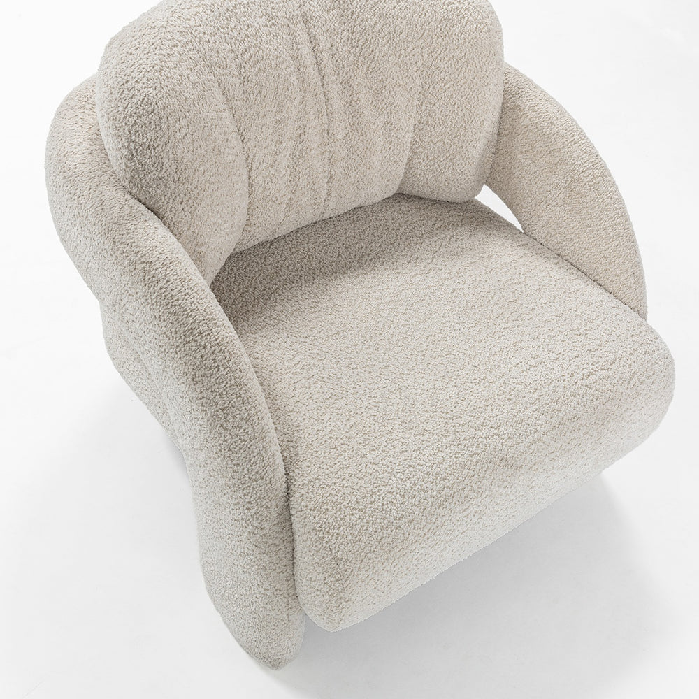 Salino Upholstered Lounge Chair in Natural Fabric