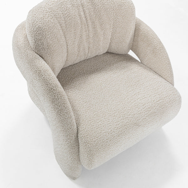 Salino Upholstered Lounge Chair in Natural Fabric