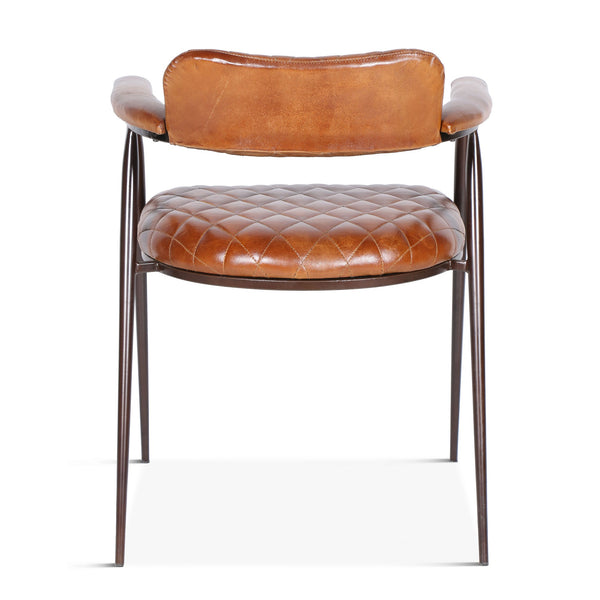 Wellington Collection Iron Chair with Hand Rest & Leather Seat