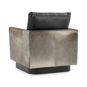Lathe Hide Accent Chair with Gold Base - Rustic Shadow
