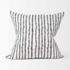 Jenna Cream w/ Black Print Linen Square Decorative Pillow Cover