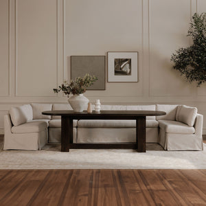 Fable Slipcover U-Shape Dining Banquette Beige 121"