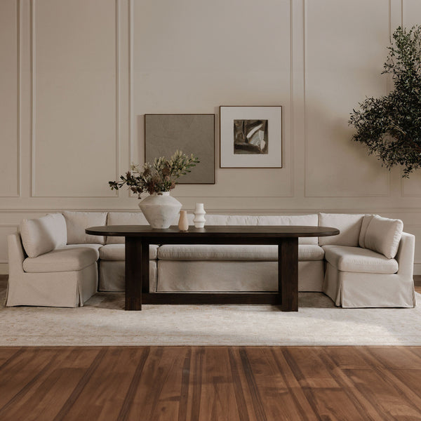 Fable Slipcover U-Shape Dining Banquette Beige 121"
