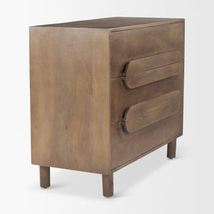 Astrid  36L x 17W x 30.3H Medium Brown Solid Wood 3 Drawer Cabinet