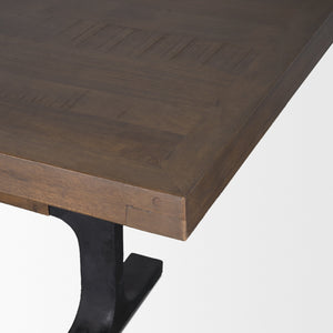 Araxi Rectangular Dark Brown Wood w/ Black Metal Base Dining Table