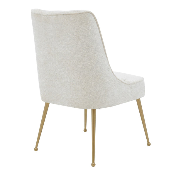 Cedric Fabric Dining Side Chair Gold Legs In Opus Cream (Set of 2)