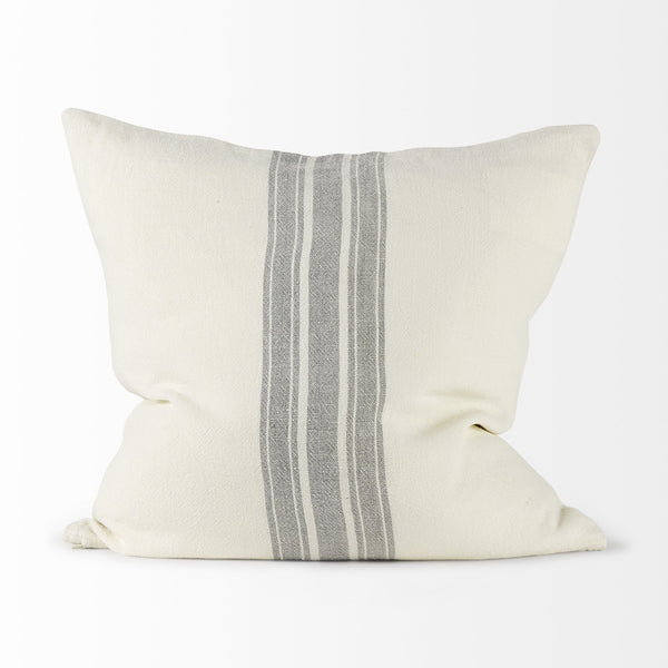 Patrice 22 x 22 Cream With Gray Stripes Decorative Pillow Cover