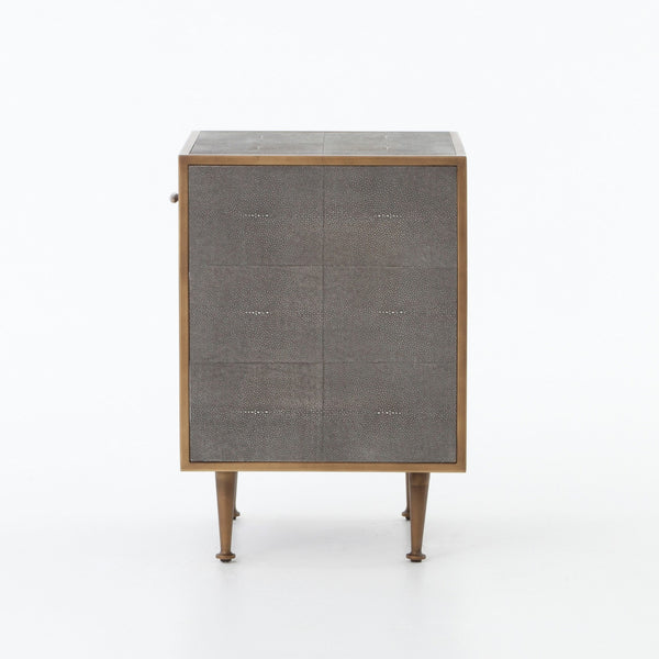 Shagreen Bedside Table-Antique Brass