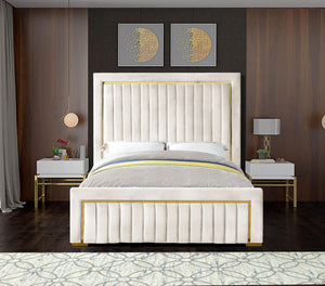 Benjamin King Bed In Cream Velvet