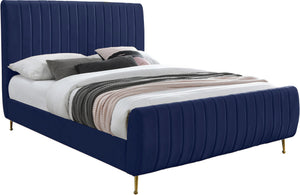 Marcos King Bed In Navy Velvet