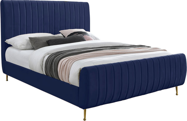 Marcos King Bed In Navy Velvet