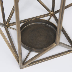Ivy Large Gold Metal Geometric Cage Candle Holder Lantern