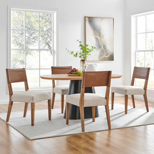 Kylo PU/ Fabric Dining Side Chair, Borneo Chocolate/Meridien Cream