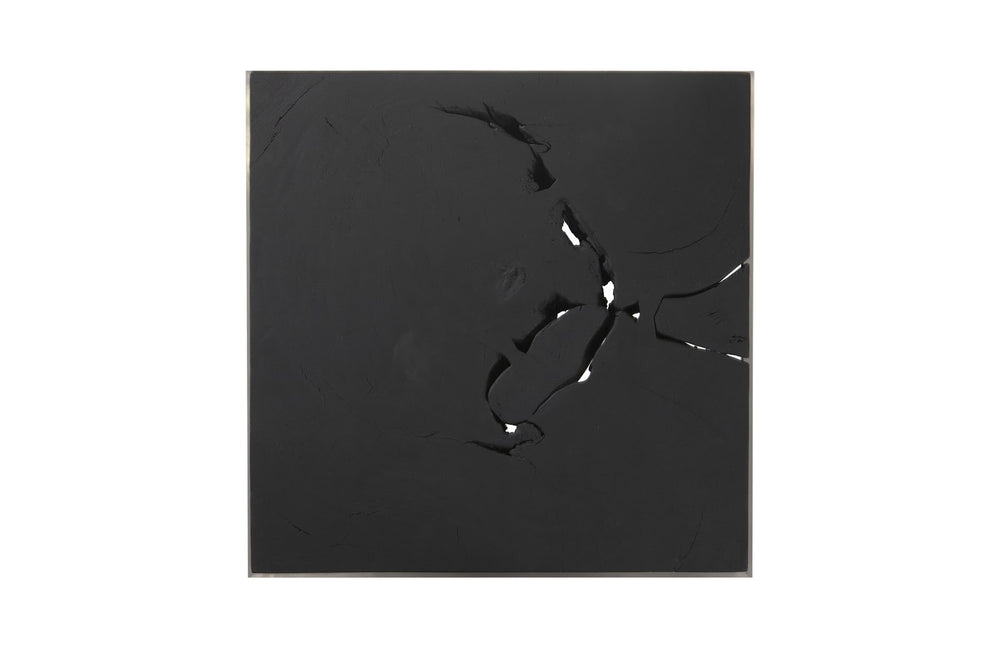 Burnt Cube Side Table, Chamcha Wood, Stainless Steel Base