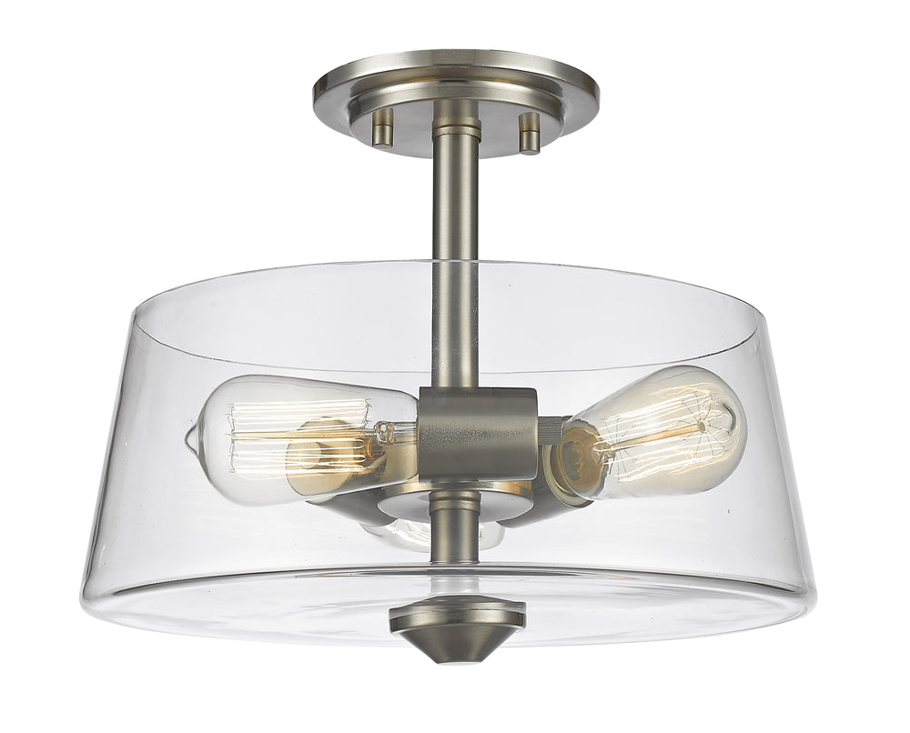 Annora  3 Light Semi Flush Mount in Brushed Nickel Finish