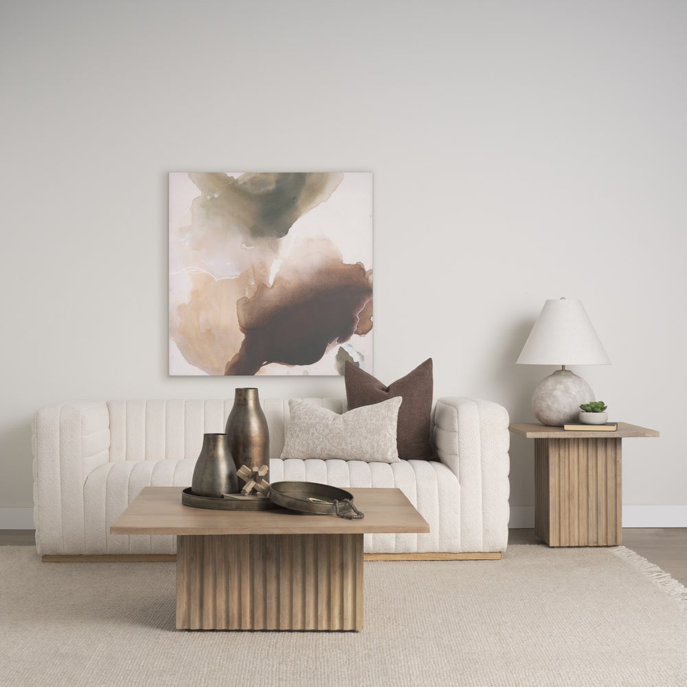 June Light Brown Wood w/ Fluting Square Side Table