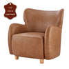 Tiffany KD Top Grain Leather Accent Arm Chair, Garrett Caramel