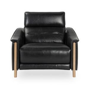 Cullman Leather Power Recliner with Ash Wood Accents