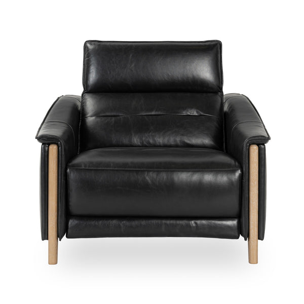 Cullman Leather Power Recliner with Ash Wood Accents