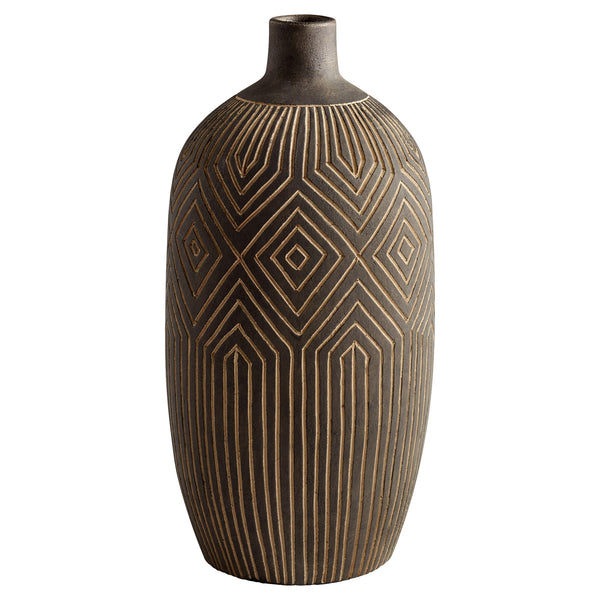 Large Dark Labyrinth Vase in Grey