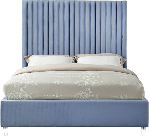 Fredrick King Bed In Sky Blue Velvet