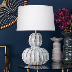 Oceane Gourd Ceramic Table Lamp with Linen Shade