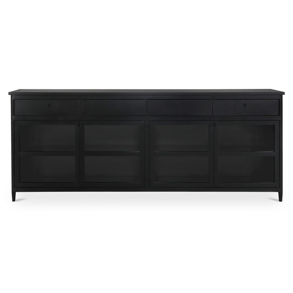 Moe's Henry Metal Sideboard Black with Glass Doors