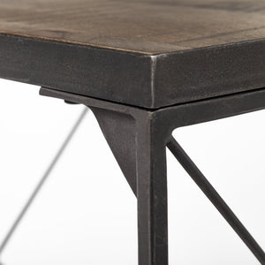 Trestman III 66L x 18W Brown Wood Top W/Black Iron Base Accent Bench