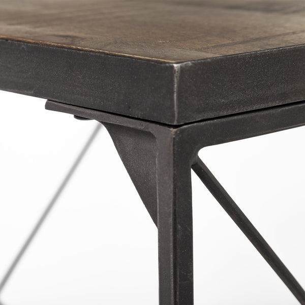 Trestman III 66L x 18W Brown Wood Top W/Black Iron Base Accent Bench