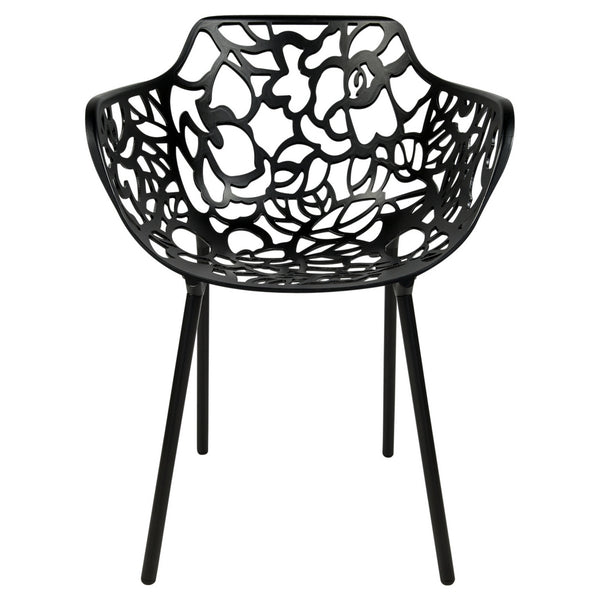 ORO ALUMINUM CHAIR (WITH ARMS) - BLACK