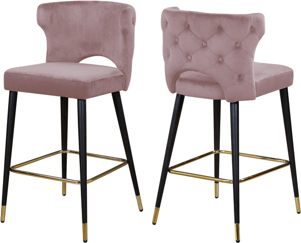 Allan Stool In Pink Velvet