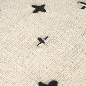 Saanvi Wool w/ Cream and Black Stitched Cross Patterned Pouf