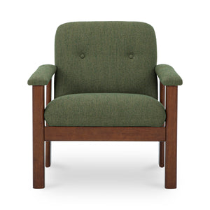 Parker Lounge Chair Green with Wood Frame