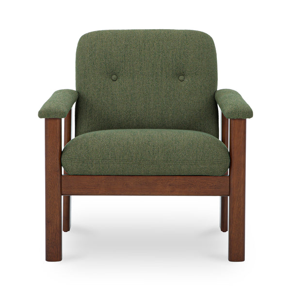 Parker Lounge Chair Green with Wood Frame