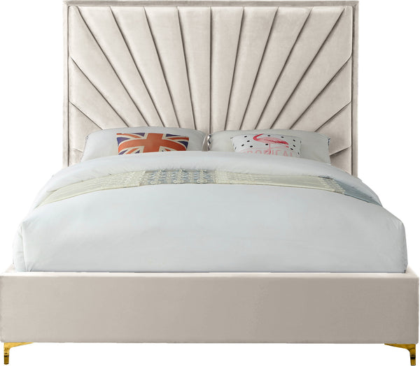 Wilfred Queen Bed In Cream Velvet
