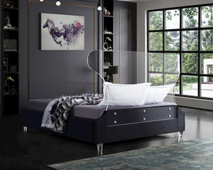 Levi Twin Bed In Black Velvet