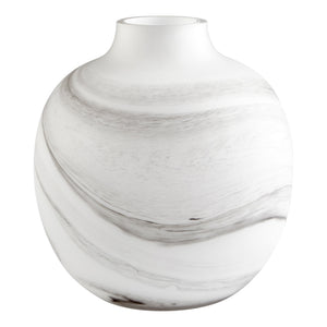 Moon Mist Vase in White and Black Swirl