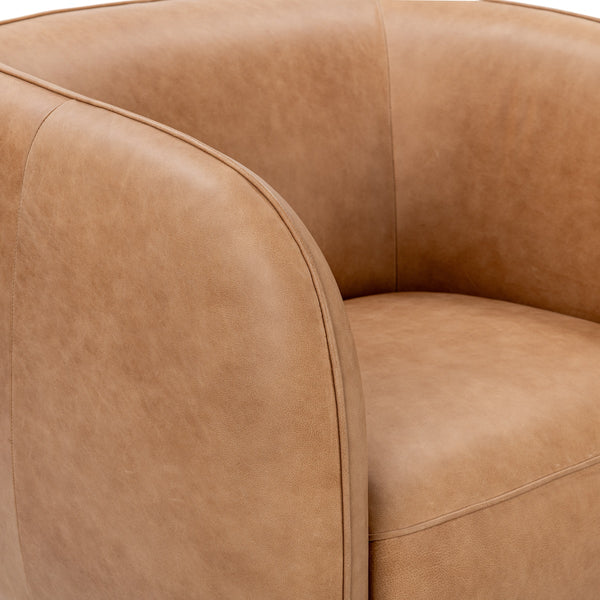 Rinner Leather Accent Barrel Chair in Tan