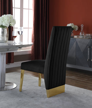 Stanley Dining Chair In Black Velvet and Gold